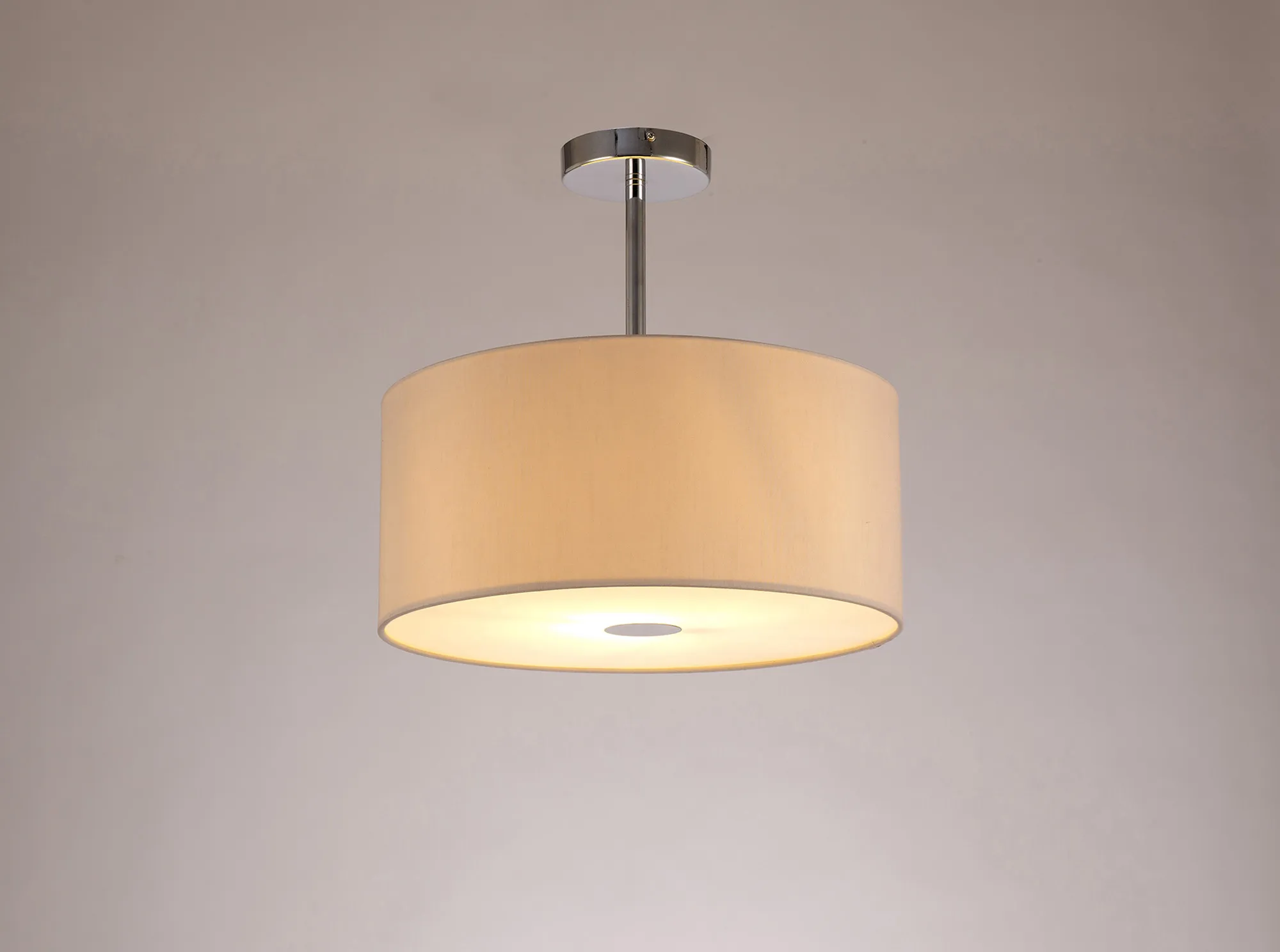 Baymont 40cm Semi Flush 1 Light Polished Chrome, Nude Beige/Moonlight, Frosted Diffuser DK0096  Deco Baymont CH NU